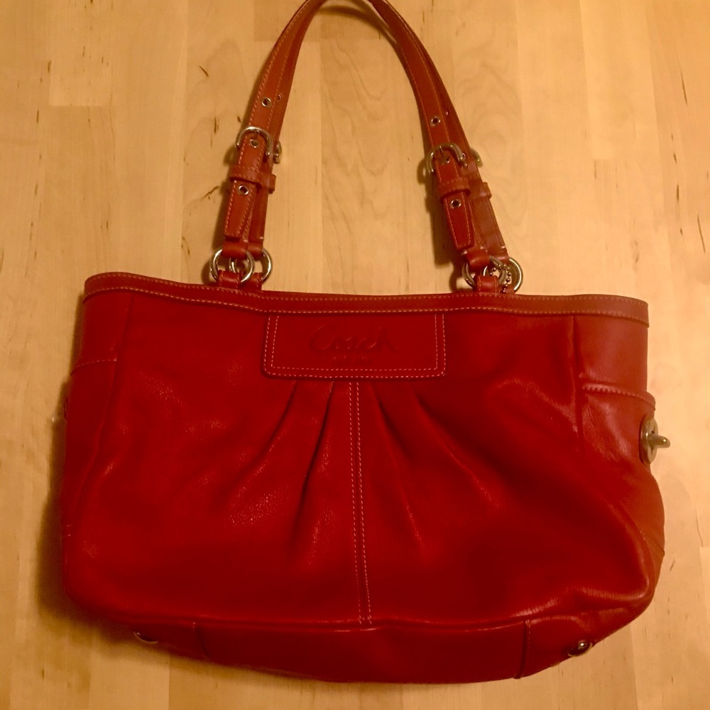 True red COACH bag